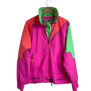 Vintage 90s NILS Retro Color Block Womens Ski Snow Jacket Size 12 Pink Orange